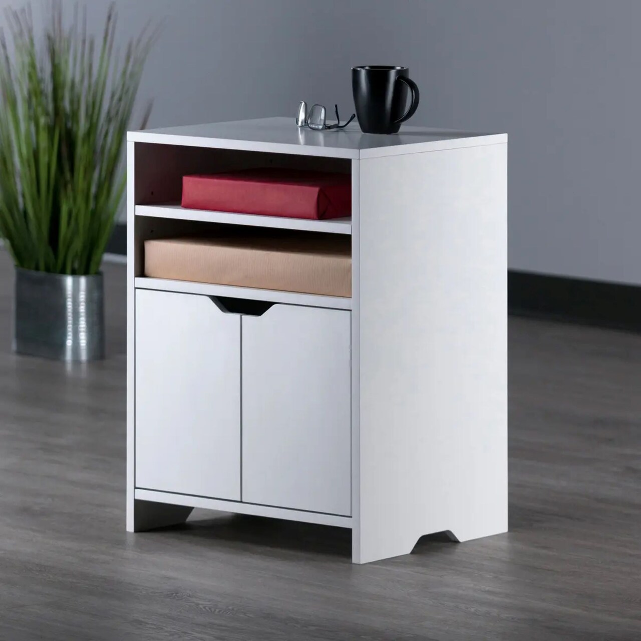 Contemporary Home Living Open Shelf Storage Cabinet - 26.25" - White